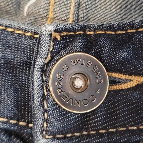 Vintage Converse One star The Skinny Low rise Size 12 Denim bootcut Jeans - Picture 3 of 7